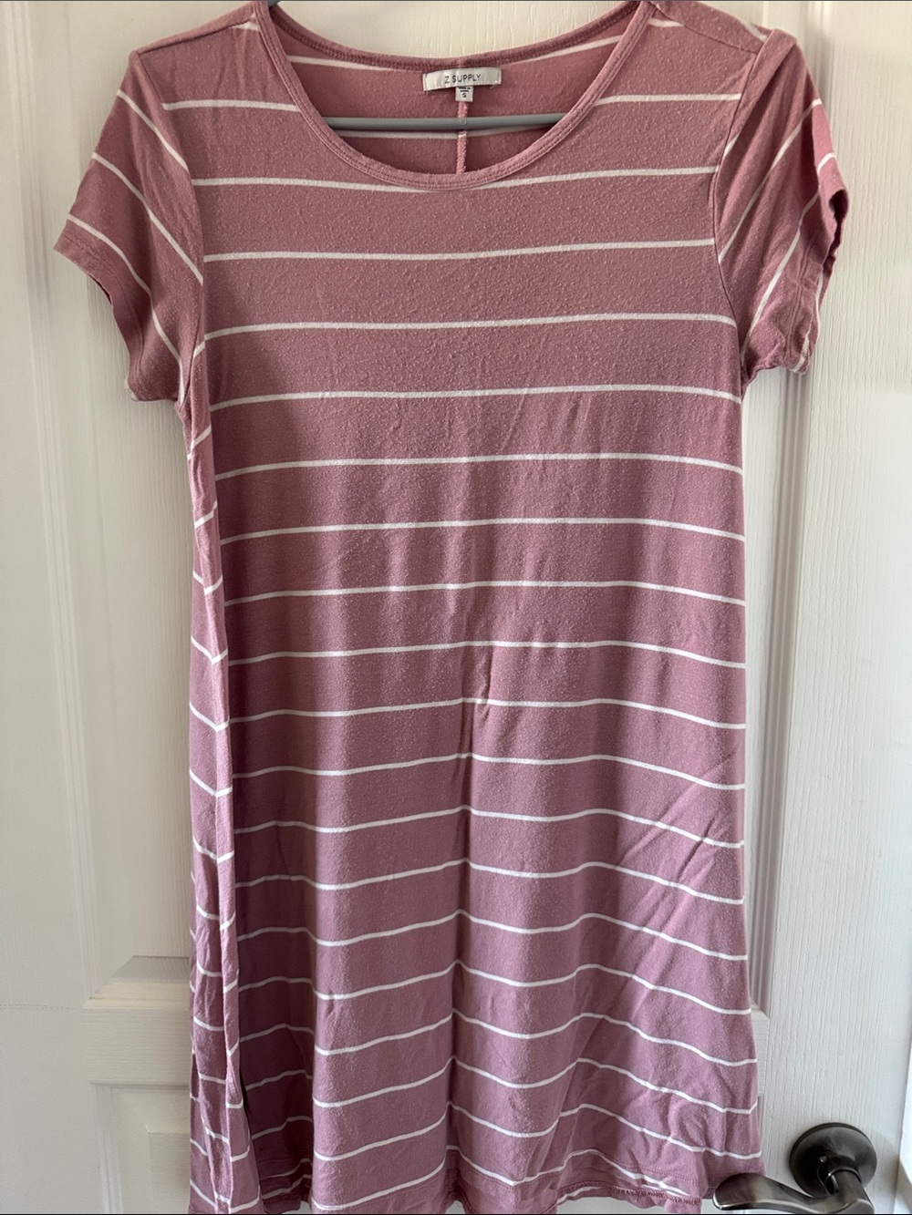 Z Supply Pink Striped Tee Dress